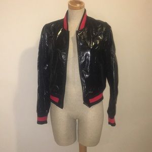 Black Patent Leather bomber